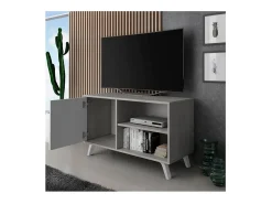 Mesa de TV Wind 100 Gris cemento - Blanco mate