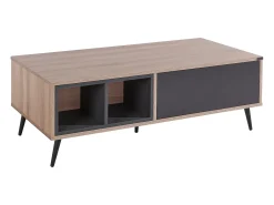 Mesa decorativa em vidro e estrutura metálica preta