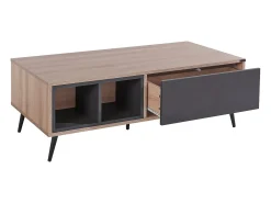 Mesa decorativa em vidro e estrutura metálica preta