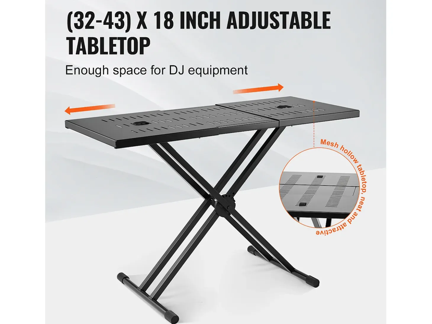 Mesa DJ Portátil SucceBuy, Suporte de Teclado Double-X, Altura Ajustável, Suporte de Mixagem de Áudio, (820-1095) x 465 mm