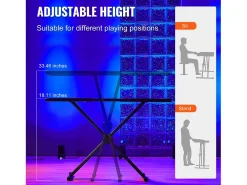 Mesa DJ Portátil SucceBuy, Suporte de Teclado Double-X, Altura Ajustável, Suporte de Mixagem de Áudio, (820-1095) x 465 mm