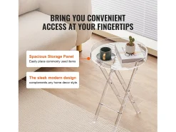 Mesa Dobrável SucceBuy em Acrílico com Pés em X, Mesa de Apoio para Café, Bebidas, Lanches na Sala, o Quarto, o Escritório