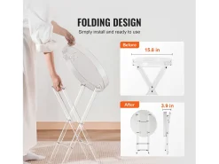 Mesa Dobrável SucceBuy em Acrílico com Pés em X, Mesa de Apoio para Café, Bebidas, Lanches na Sala, o Quarto, o Escritório