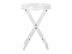 Mesa Dobrável SucceBuy em Acrílico com Pés em X, Mesa de Apoio para Café, Bebidas, Lanches na Sala, o Quarto, o Escritório