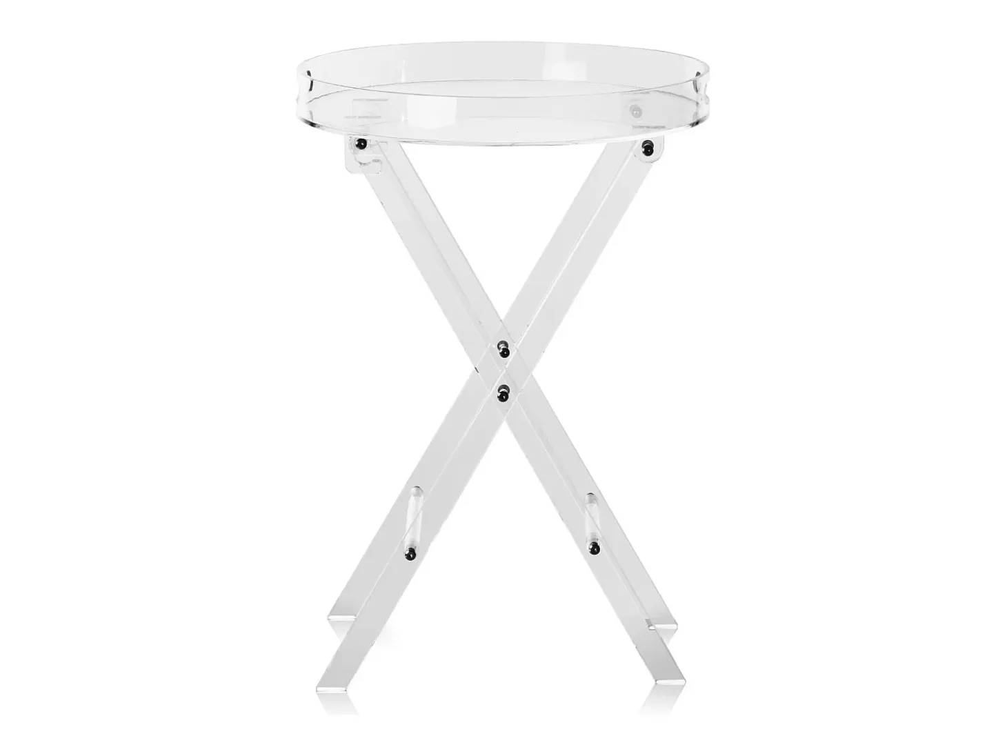 Mesa Dobrável SucceBuy em Acrílico com Pés em X, Mesa de Apoio para Café, Bebidas, Lanches na Sala, o Quarto, o Escritório