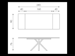 Mesa extensível de 160cm a 240cm moderna Tampo Cerâmico em Vidro Temperado Cinza Grafite