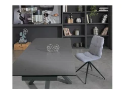 Mesa extensível de 160cm a 240cm moderna Tampo Cerâmico em Vidro Temperado Cinza Grafite