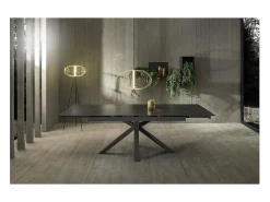 Mesa extensível de 160cm a 240cm moderna Tampo Cerâmico em Vidro Temperado Portoro