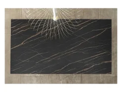 Mesa extensível de 160cm a 240cm moderna Tampo Cerâmico em Vidro Temperado Portoro