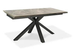 Mesa extensível de 160cm a 240cm moderno Tampo Cerâmico sobre Vidro Temperado Mármore Antracite