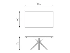 Mesa extensível de 160cm a 240cm moderna Tampo Cerâmico em Vidro Temperado Mármore Branco