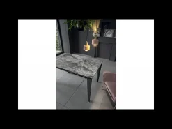 Mesa extensível de 120cm a 170cm moderno Tampo Cerâmico sobre Vidro Temperado Mármore Antracite