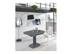 Mesa Extensível Kyoto em Vidro Temperado Cinza até 180cm