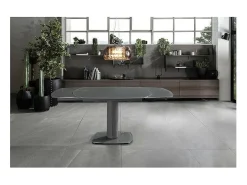 Mesa Extensível Kyoto em Vidro Temperado Cinza até 180cm