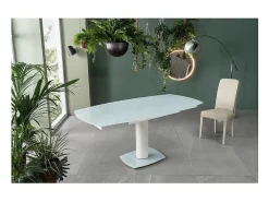 Mesa Extensível Kyoto em Vidro Temperado Branco até 180cm