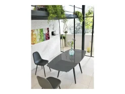 Mesa extensível Kyoto Four em vidro temperado cinza até 180cm