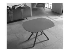 Mesa extensível Kyoto Four em vidro temperado cinza grafite até 180cm