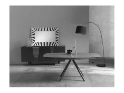 Mesa extensível Kyoto Four em vidro temperado cinza grafite até 180cm
