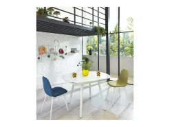 Mesa extensível Kyoto Four em vidro temperado branco até 180cm