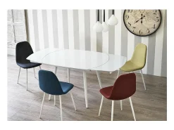 Mesa extensível Kyoto Four em vidro temperado branco até 180cm