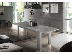 Mesa extensível Nanni, Consola extensível até 10 lugares, Consola extensível 100% Fabricado em Itália, 140/190x90h75 cm, Cimento