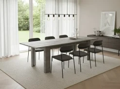 Mesa extensível Nanni, Consola extensível até 10 lugares, Consola extensível 100% Fabricado em Itália, 140/190x90h75 cm, Mármore cinza