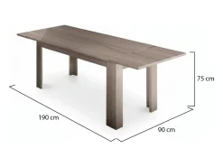 Mesa extensível Nanni, Consola extensível até 10 lugares, Consola extensível 100% Fabricado em Itália, 140/190x90h75 cm, Olmo pérola
