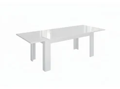 Mesa extensível Nanni, Consola extensível até 10 lugares, Consola extensível 100% Fabricado em Itália, 140/190x90h75 cm, Branco brilhante