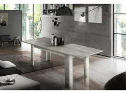 Mesa extensível Natan, Consola extensível até 12 lugares, Consola extensível 100% Fabricado em Itália, 160/210x90h75 cm, Cimento