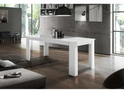 Mesa extensível Natan, Consola extensível até 12 lugares, Consola extensível 100% Fabricado em Itália, 160/210x90h75 cm, Branco brilhante