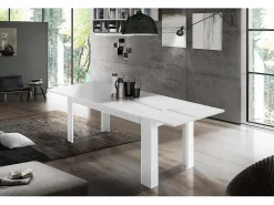 Mesa extensível Natan, Consola extensível até 12 lugares, Consola extensível 100% Fabricado em Itália, 160/210x90h75 cm, Branco brilhante