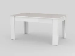 Mesa extensível Natan, Consola extensível até 12 lugares, Consola extensível 100% Made in Italy, 160/210x90h75 cm, Lariço branco brilhante