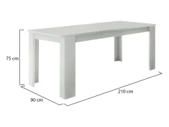 Mesa extensível Natan, Consola extensível até 12 lugares, Consola extensível 100% Made in Italy, 160/210x90h75 cm, Lariço branco brilhante