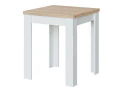 Mesa extensível Newark, Prateleira de jantar dobrável com abertura para livros, Mesa auxiliar dobrável, 67x67/135h79 cm, Branco e Carvalho