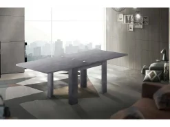 Mesa extensível Otto, Consola auxiliar de cozinha, Mesa extensível, 100% Fabricado em Itália, 90x90h75 cm, Ardósia