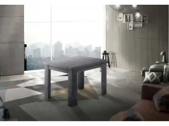 Mesa extensível Otto, Consola auxiliar de cozinha, Mesa extensível, 100% Fabricado em Itália, 90x90h75 cm, Ardósia