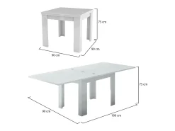 Mesa extensível Otto, Consola auxiliar de cozinha, Mesa extensível, 100% Fabricado em Itália, 90x90h75 cm, Branco brilhante