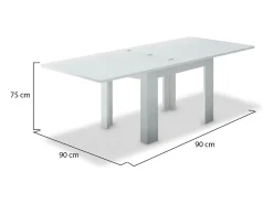 Mesa extensível Otto, Consola auxiliar de cozinha, Mesa extensível, 100% Fabricado em Itália, 90x90h75 cm, Branco brilhante
