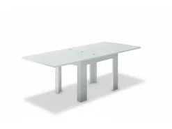 Mesa extensível Otto, Consola auxiliar de cozinha, Mesa extensível, 100% Fabricado em Itália, 90x90h75 cm, Branco brilhante