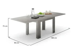 Mesa extensível Otto, Consola auxiliar de cozinha, Mesa extensível, 100% Fabricado em Itália, 90x90h75 cm, Cinzento