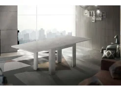 Mesa extensível Otto, Consola auxiliar de cozinha, Mesa extensível, 100% Fabricado em Itália, 90x90h75 cm, Cinzento