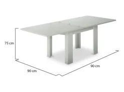 Mesa extensível Otto, Consola auxiliar de cozinha, Mesa extensível, 100% Fabricado em Itália, 90x90h75 cm, Lariço branco brilhante