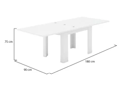 Mesa extensível Otto, Consola auxiliar de cozinha, Mesa extensível, 100% Fabricado em Itália, 90x90h75 cm, Lariço branco brilhante