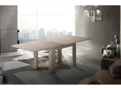 Mesa extensível Otto, Consola auxiliar de cozinha, Mesa extensível, 100% Fabricado em Itália, 90x90h75 cm, Olmo pérola