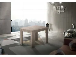 Mesa extensível Otto, Consola auxiliar de cozinha, Mesa extensível, 100% Fabricado em Itália, 90x90h75 cm, Olmo pérola
