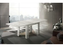 Mesa extensível Otto, Consola auxiliar de cozinha, Mesa extensível, 100% Fabricado em Itália, 90x90h75 cm, Cimento