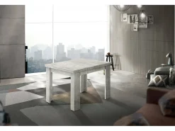 Mesa extensível Otto, Consola auxiliar de cozinha, Mesa extensível, 100% Fabricado em Itália, 90x90h75 cm, Cimento