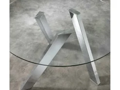 Mesa Fixa Rondò em Vidro Temperado e Pés Brancos