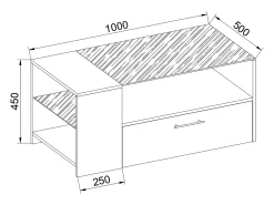 Mesa lateral & mesa de café Tindala Preto A. 45 x L. 100 x P. 50 cm