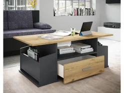 Mesa lateral & mesa de café Junata Antracite/carvalho mel A. 44 x L. 110 x P. 52 cm